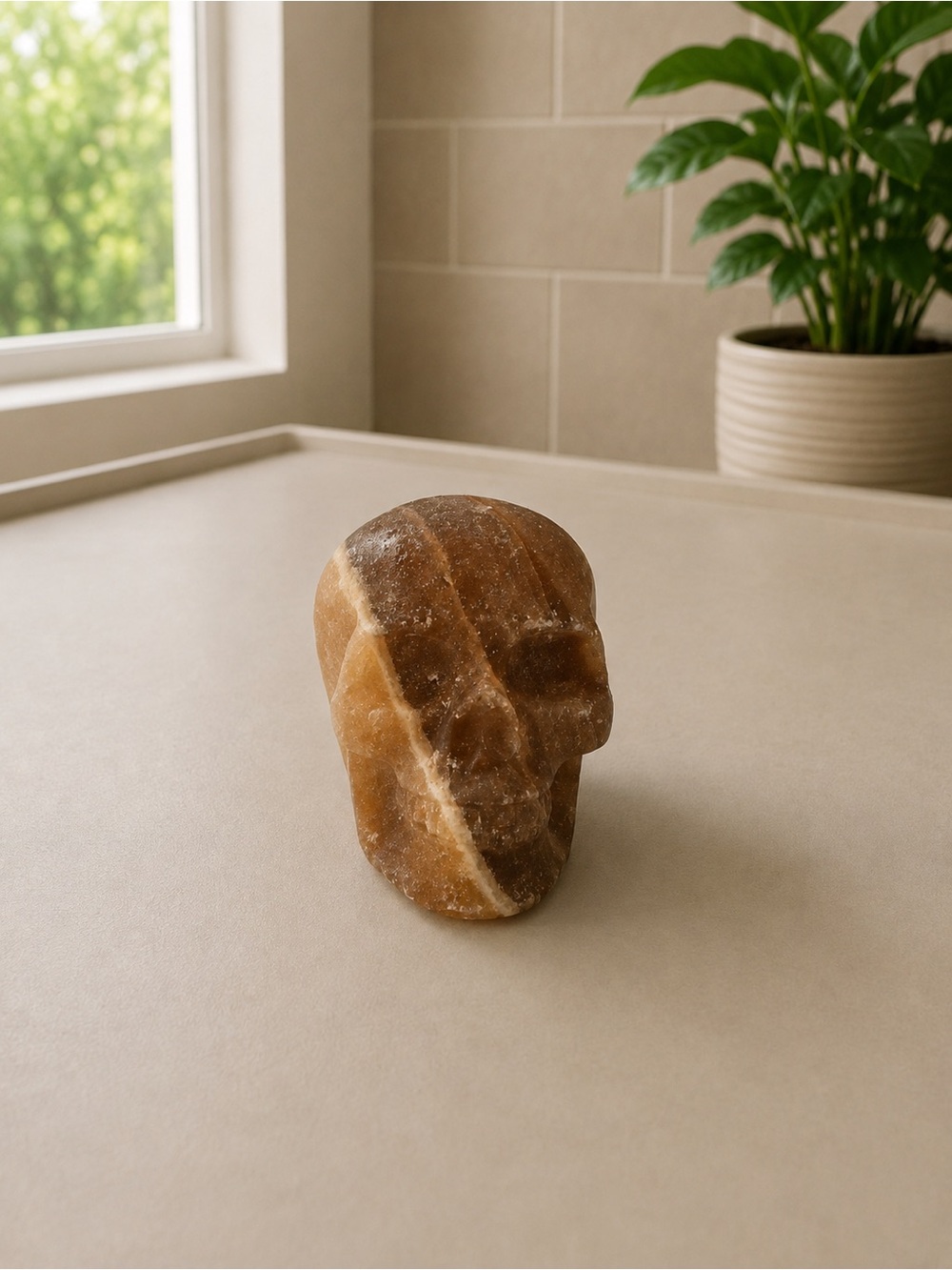 Chocolate Calcite Skull